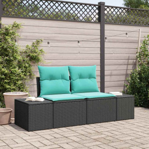 vidaXL Hagemøbelsofa med pute 184 x 62 x 69 cm polyrotting