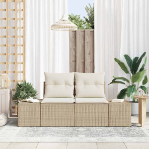 vidaXL Hagemøbelsofa med pute Beige 184 x 62 x 69 cm polyrotting