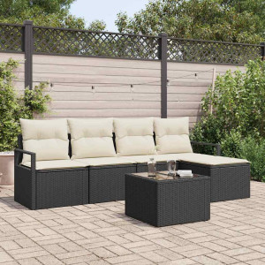 vidaXL Sofa sett 6 stk. Svart polyrotting