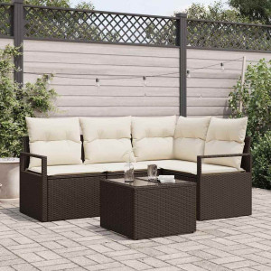 vidaXL Sofa sett 5 stk. Brun polyrotting