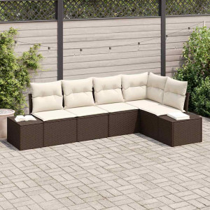 vidaXL Hagesofa Set 5 stk. Brun polyrotting