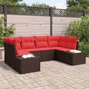 vidaXL Hagesofa Set 6 stk. Brun polyrotting