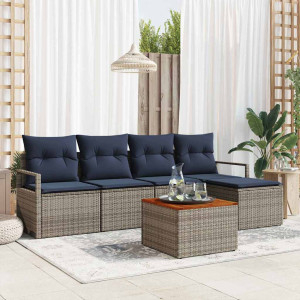 vidaXL Hagesofa Set 6 stk. Grå polyrotting