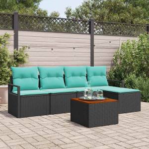 vidaXL Hagesofa Set 6 stk. Svart polyrotting