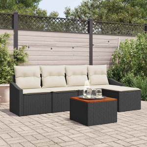 vidaXL Hagesofa Set 6 stk. Svart polyrotting