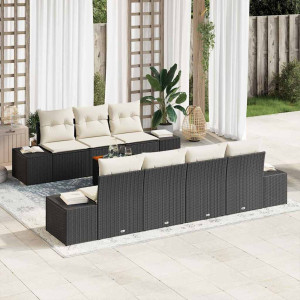 vidaXL Hagesofa Set 8 stk. Svart polyrotting