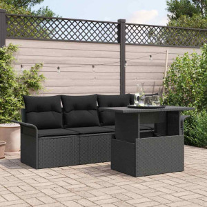 vidaXL Hagesofa Set 5 stk. Svart polyrotting