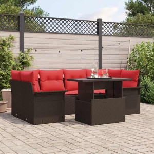 vidaXL Hagesofa Set 7 stk. Brun polyrotting