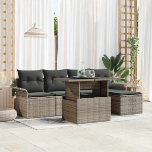 vidaXL Hagesofa Set 6 stk. Grå polyrotting