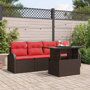 vidaXL Hagesofa Set 5 stk. Brun polyrotting
