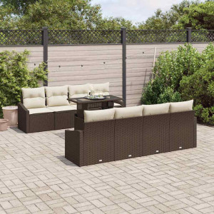 vidaXL Hagesofa Set 7 stk. Brun og Krem polyrotting