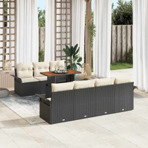 vidaXL Hagesofa Set 8 stk. Svart og krem