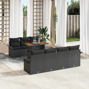 vidaXL Hagesofa Set 8 stk. Svart
