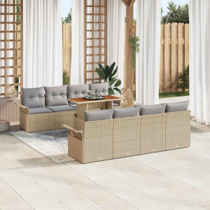 vidaXL Hagesofa Set 7 stk. Beige og lys grå polyrotting