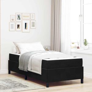 vidaXL Sengestamme med madrass Svart 90 x 190 cm stoff