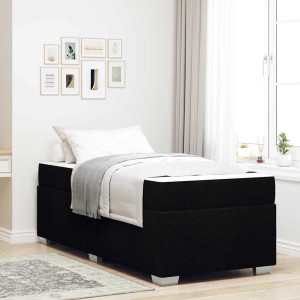 vidaXL Sengestamme med madrass Svart 90 x 200 cm stoff