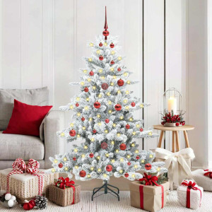 vidaXL Kunstig sammensatt juletre med 150 LED Hvit 150 cm PVC og stål
