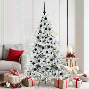 vidaXL Kunstig sammensatt juletre med 300 LED Hvit 180 cm PVC og stål
