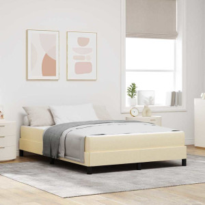 vidaXL Boksfjær Seng med madrass Krem 160 x 200 cm stoff