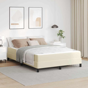 vidaXL Sengestamme med madrass Krem 160 x 200 cm stoff
