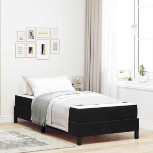vidaXL Boksfjær Seng med madrass Svart 90 x 190 cm stoff