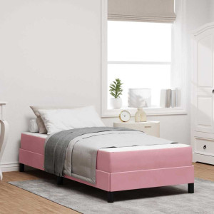 vidaXL Boksfjær Seng med madrass Rosa 80 x 220 cm stoff