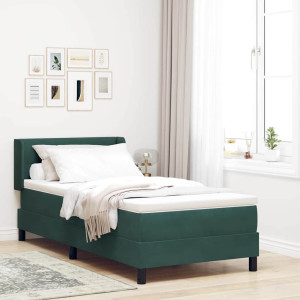 vidaXL Boksfjær Seng med hodegjerde Mørkegrønn 190 x 90 cm Fløyel