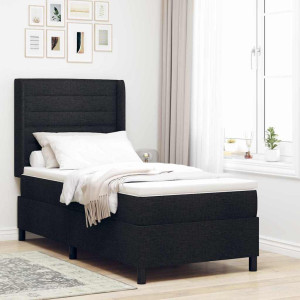vidaXL Boksfjær Seng med pute med hodegjerde Svart 200 x 80 cm stoff