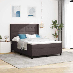 vidaXL Boksfjær Seng med pute Mørk brun 190 x 140 cm stoff