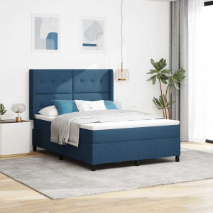vidaXL Boksfjær Seng med pute med hodegjerde Blå 200 x 160 cm stoff