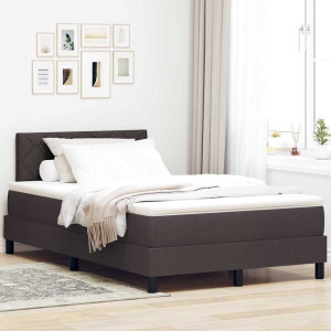 vidaXL Boksfjær Seng med LED-lysstrimler Mørk brun 120 x 190 cm stoff