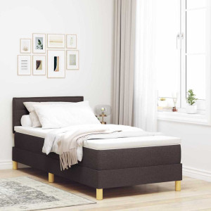 vidaXL LED Box Springer Bed med hodegjerde Mørk brun 80 x 200 cm stoff