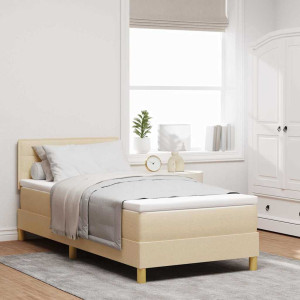 vidaXL LED Box Springer Bed med LED-lysstrimler Krem 80 x 200 cm stoff