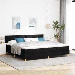 vidaXL LED Box Springer Bed med hodegjerde Svart 200 x 200 cm stoff