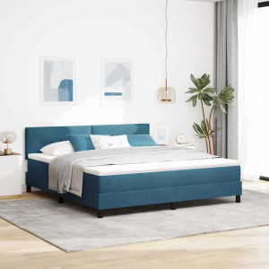 vidaXL LED Box Springer Bed Mørkeblå 180 x 200 cm Fløyel
