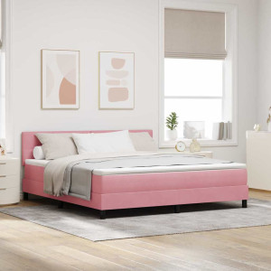 vidaXL LED Box Springer Bed med hodegjerde Rosa 180 x 200 cm Fløyel