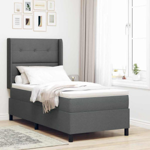 vidaXL LED Box Springer Bed med hodegjerde Mørkegrå 80 x 200 cm stoff