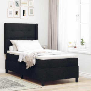 vidaXL LED Box Springer Bed med hodegjerde Svart 90 x 190 cm stoff