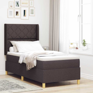 vidaXL Boksfjær Seng med LED-lysstrimler Brun 100 x 200 cm stoff