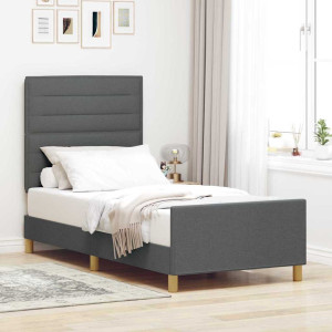 vidaXL Sengestamme med hodegjerde Mørke grå 100 x 200 cm stoff