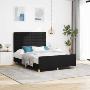 vidaXL Sengestamme med hodegjerde Svart 140 x 190 cm stoff