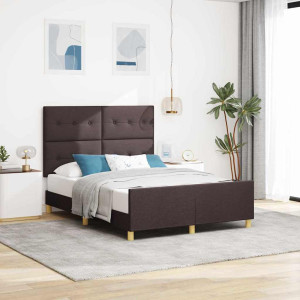 vidaXL Sengestamme med hodegjerde Mørkebrun 140 x 200 cm stoff