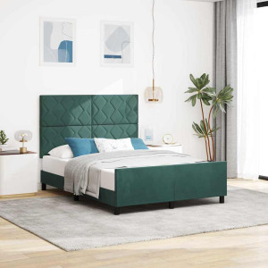 vidaXL Boksfjær Seng med hodegjerde Mørkegrønn 140 x 190 cm Fløyel