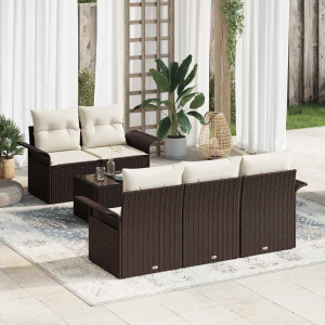 vidaXL Hagesofa Set 6 stk. 5-Antall seter Brun og Krem