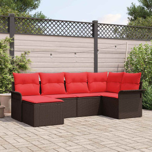 vidaXL Hagesofa Set 6 stk. Brun polyrotting