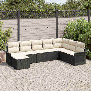 vidaXL Hagesofa Set 8 stk. Svart Poly rattan