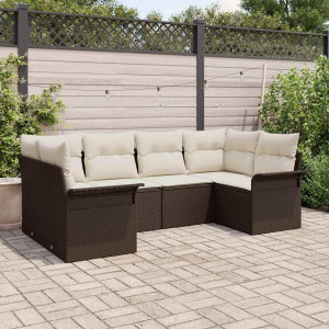 vidaXL Hagesofa Set 6 stk. Brun Poly rattan