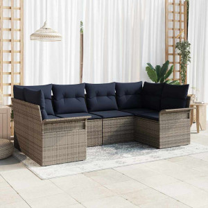 vidaXL Hagesofa Set 6 stk. Grå Poly rattan