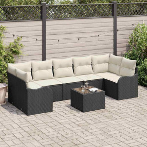 vidaXL Hagesofa Set 8 stk. 7-Antall seter Svart og krem
