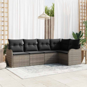 vidaXL Hagesofa Set 5 stk. Grå polyrotting